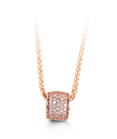 10K Rose Gold CZ Barrel Glider Pendant with Chain