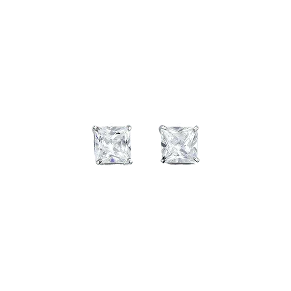 14K White Gold Square 5mm CZ Stud Earrings