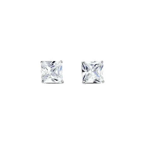14K White Gold Square 6mm CZ Stud Earrings