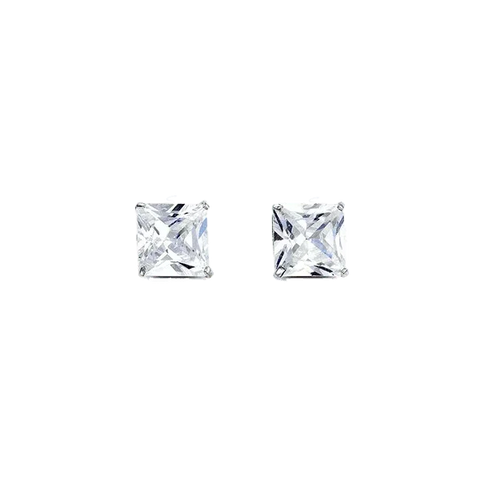 14K White Gold Square 6mm CZ Stud Earrings