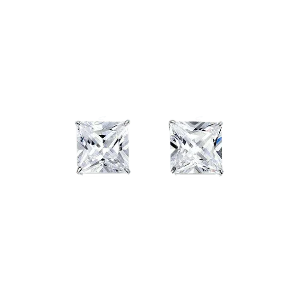 14K White Gold Square 7mm CZ Stud Earrings