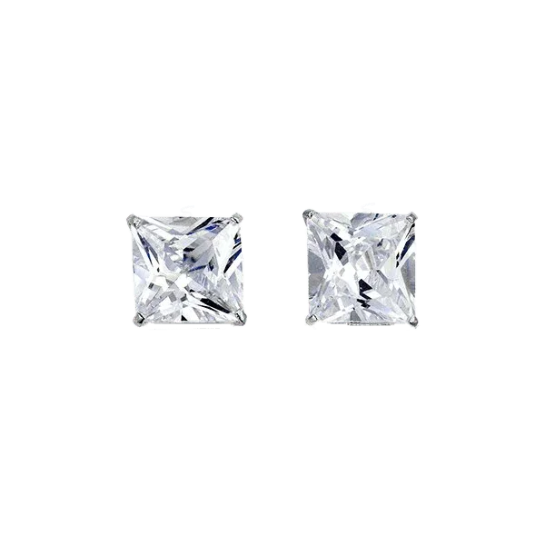 14K White Gold Square 8mm CZ Stud Earrings