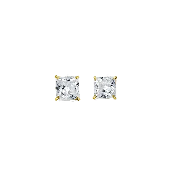 14K Yellow Gold Square 5mm CZ Stud Earrings