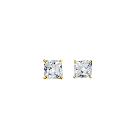 14K Yellow Gold Square 5mm CZ Stud Earrings