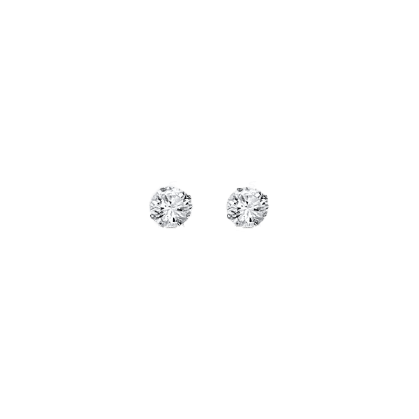 14K White Gold 4mm Round CZ Stud Earrings