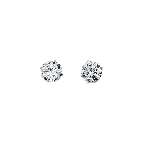 14K White Gold Round 6mm CZ Stud Earrings