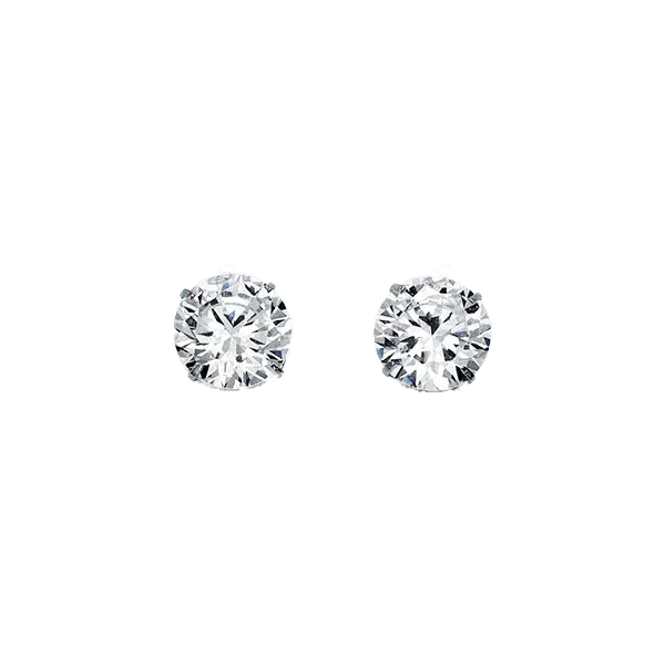 14K White Gold Round 7mm CZ Stud Earrings