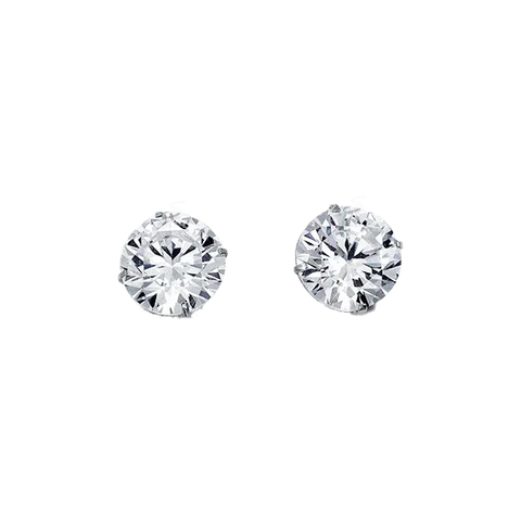 14K White Gold Round 8mm CZ Stud Earrings
