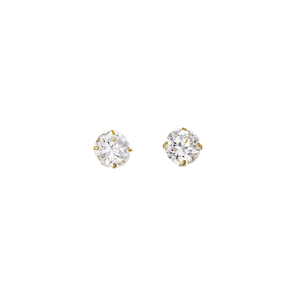 14K Yellow Gold Round 5mm CZ Stud Earrings