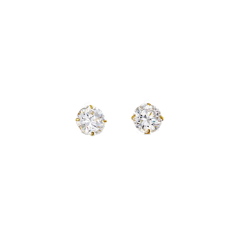 14K Yellow Gold Round 5mm CZ Stud Earrings