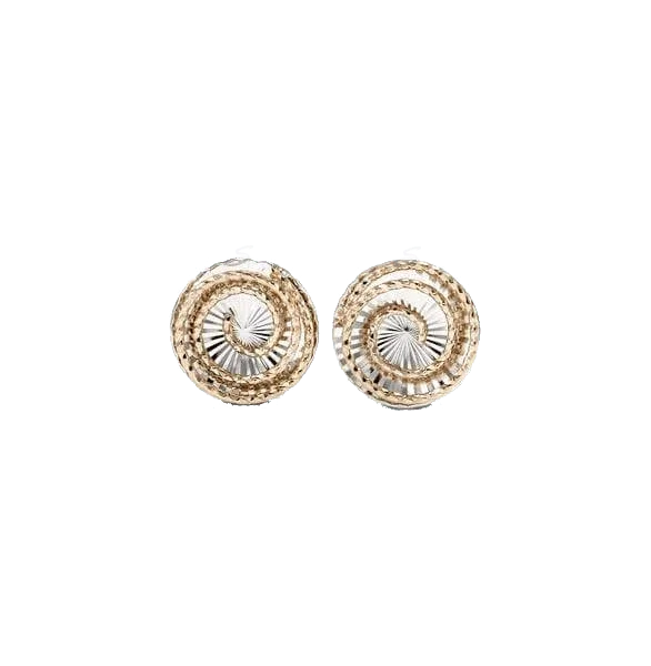 10K Yellow and White Gold Fancy Twist Stud Earrings