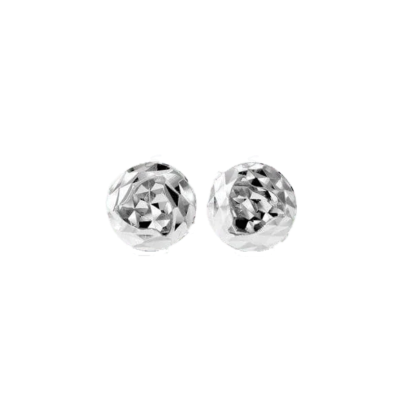 10K White Gold Laser Cut Ball Stud Earrings