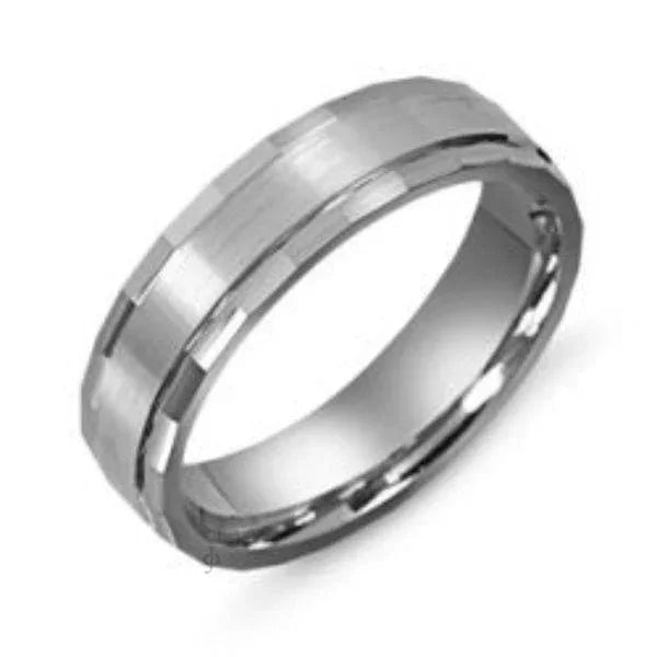 Sterling Silver Mens 6mm Fancy Wedding Band