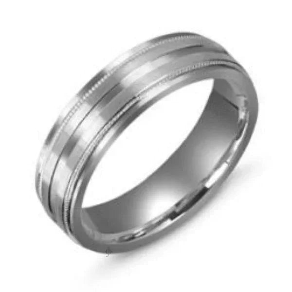Sterling Silver Mens 6mm Fancy Wedding Band