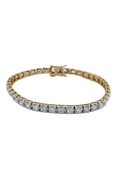 14K Yellow Gold 4.00TDW Diamond Claw Set Tennis Bracelet