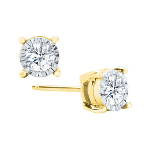 10K Yellow Gold Diamond Fashion Earrings with Round Cut Stones