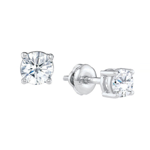 0.25TDW Round Diamond Solitaire Stud Earrings in 14K White Gold