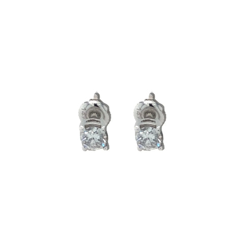 14K White Gold 0.20TDW Diamond Solitaire Stud Earrings