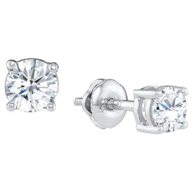 14K White Gold 0.20TDW Diamond Solitaire Stud Earrings