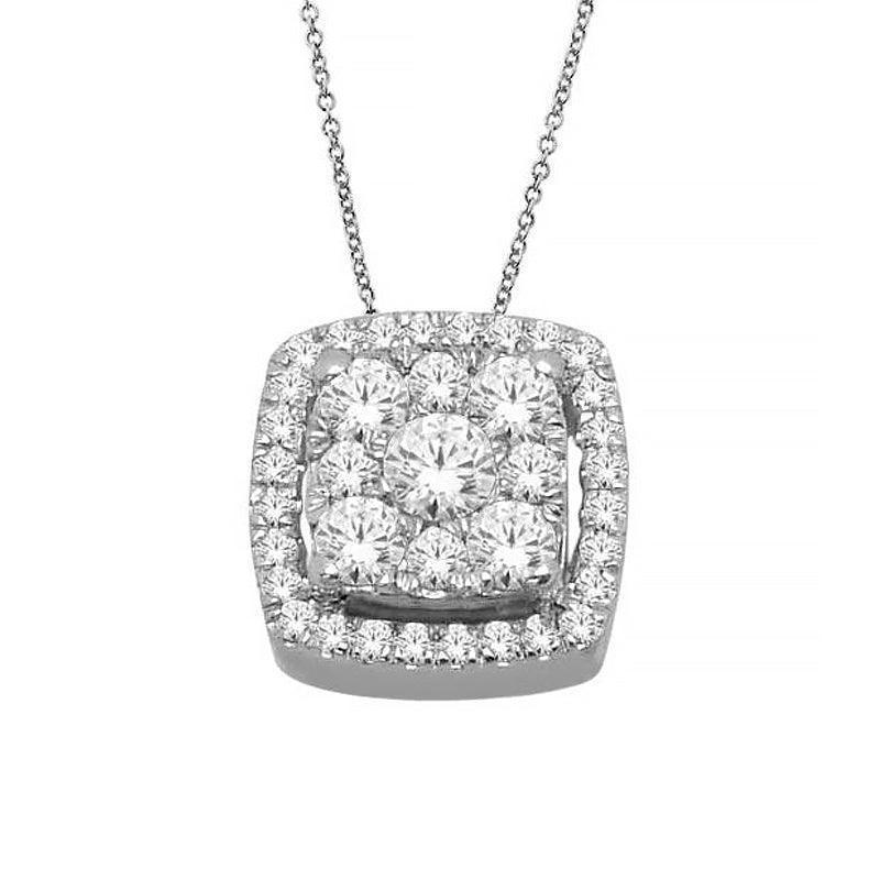 14K White Gold Diamond Halo Pendant with 0.33 Total Diamond Weight