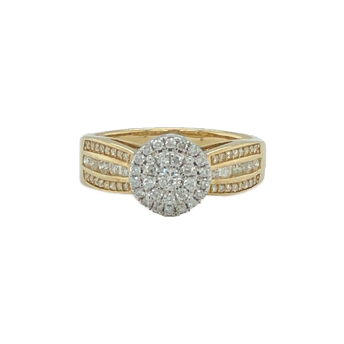 10K Yellow Gold 0.50TDW Diamond Double Halo Engagement Ring