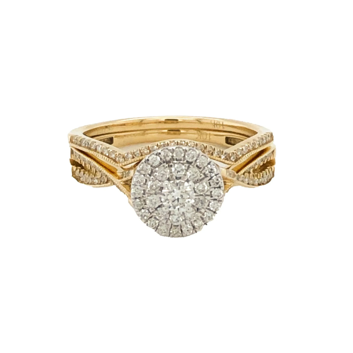 10K Yellow Gold 0.50TDW Diamond Double Halo Wedding Set