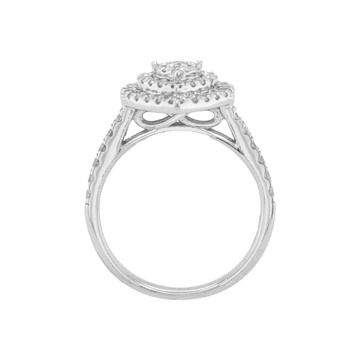 10K White Gold1.00TDW Pear Shape Diamond Multi Halo Wedding Set