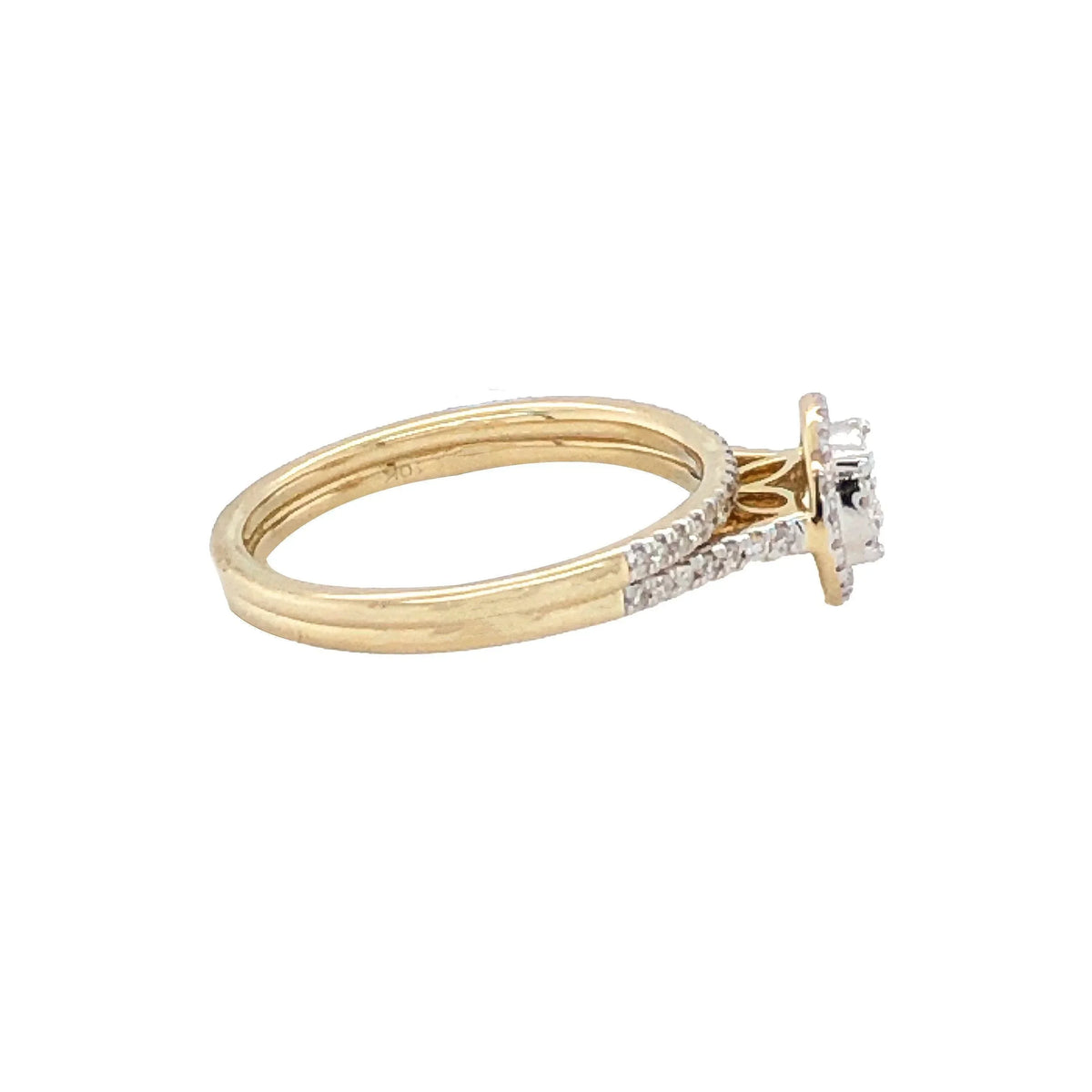 10K Yellow Gold 0.25TDW Diamond Double Round Halo Wedding Set