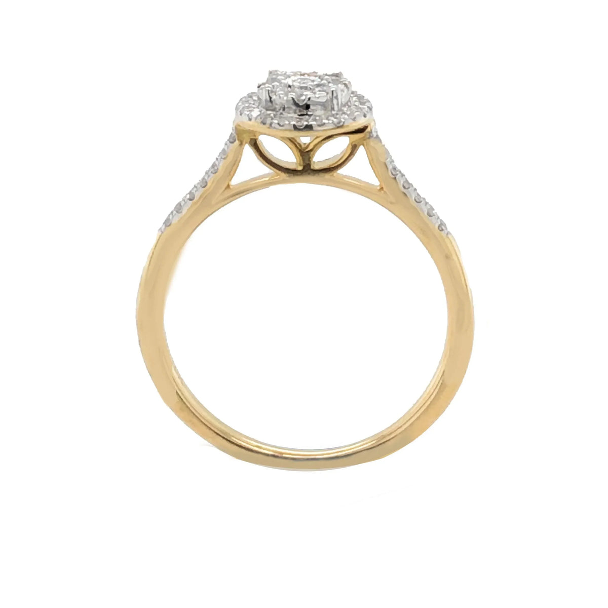 10K Yellow Gold 0.25TDW Diamond Double Round Halo Wedding Set