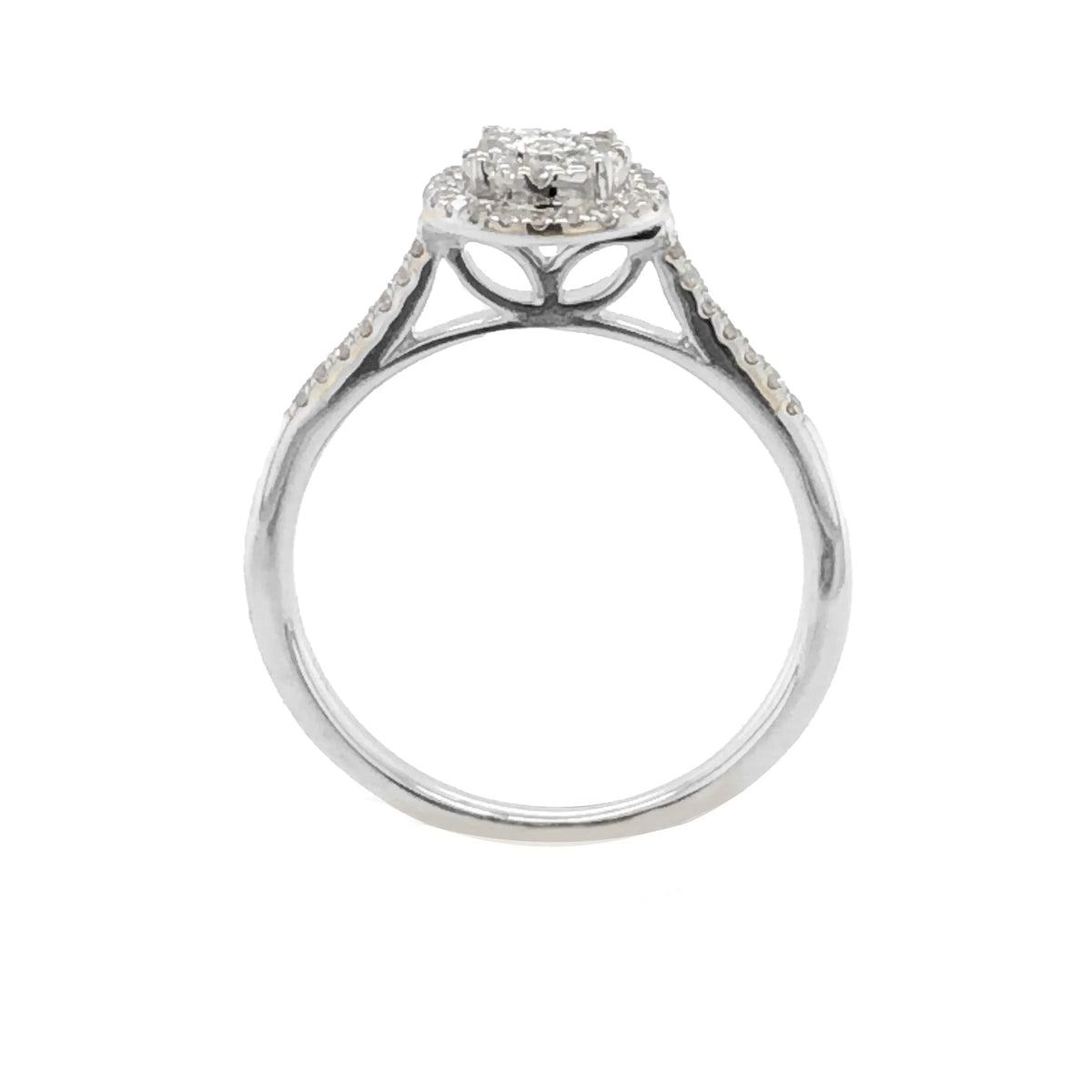 10K White Gold 0.25TDW Diamond Double Round Halo Wedding Set