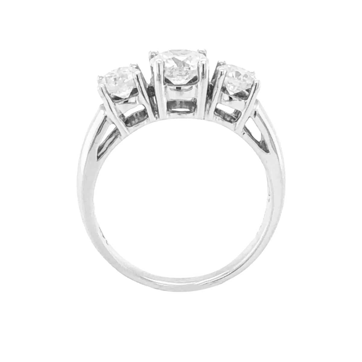 14K White Gold 1.50TDW Three Diamond Past Present and Future Ring