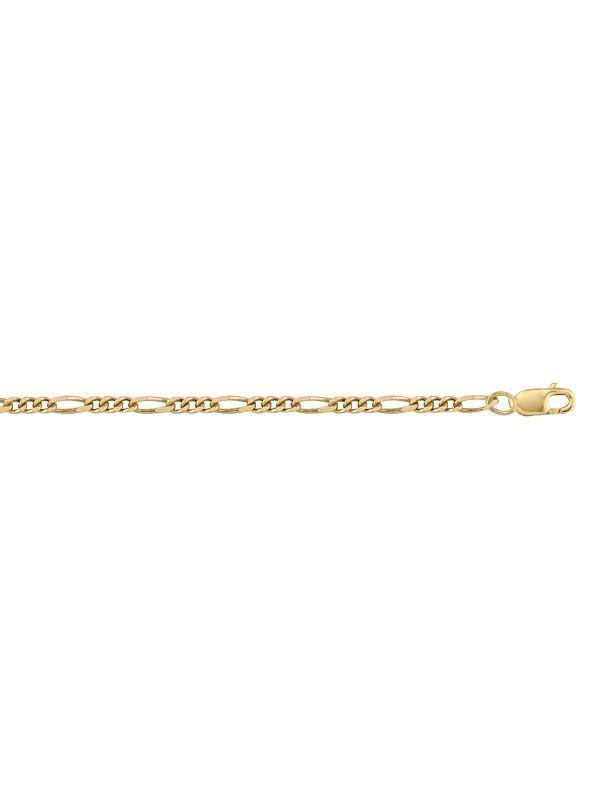 10K Yellow Gold Figaro Link 2.2 mm Light Gold Plated Italian Chain