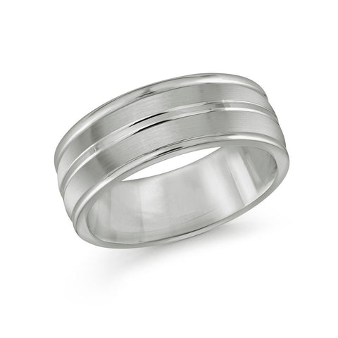 8mm White Tungsten Carbide Wedding Band with Satin and Polished Finish