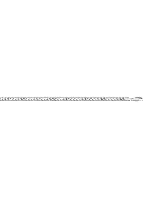 10, 14, 18 Karat White Gold Flat Beveled Curb Link 2.7 mm Italian Bracelet