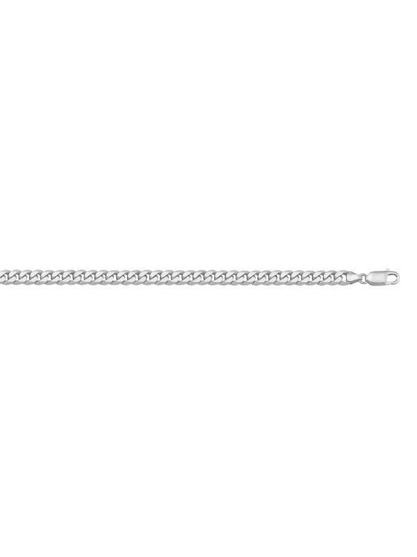 10, 14, 18 Karat White Gold Flat Beveled Link Curb 3.3 mm Italian Bracelet