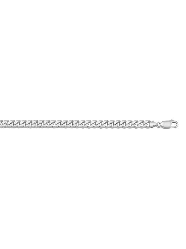 10K, 14K, 18K White Gold Flat Beveled Link Curb 4.0 mm Italian Bracelet