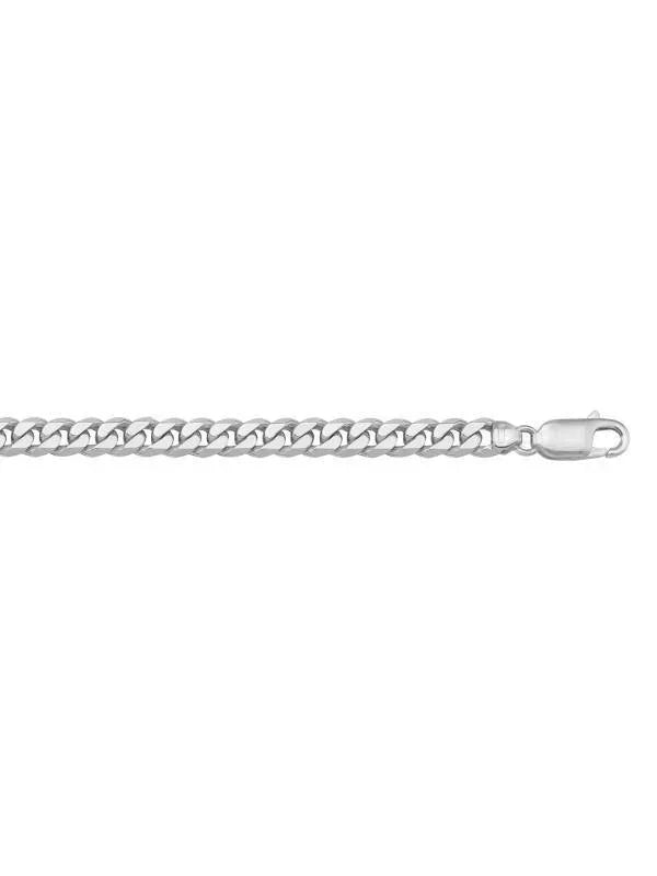10K, 14K, 18K White Gold Flat Beveled Link Curb 5.4 mm Italian Chain