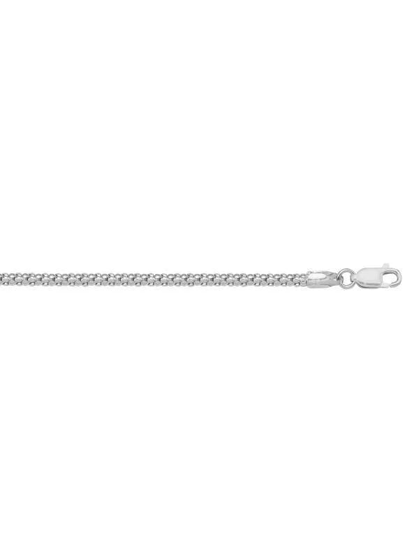 14, 18K White Gold PopCorn 1.8 mm Italian Chain