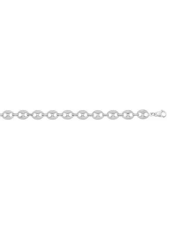 10, 14, 18 Karat White Gold Hollow Puffed Anchor 5.0 mm Italian Bracelet