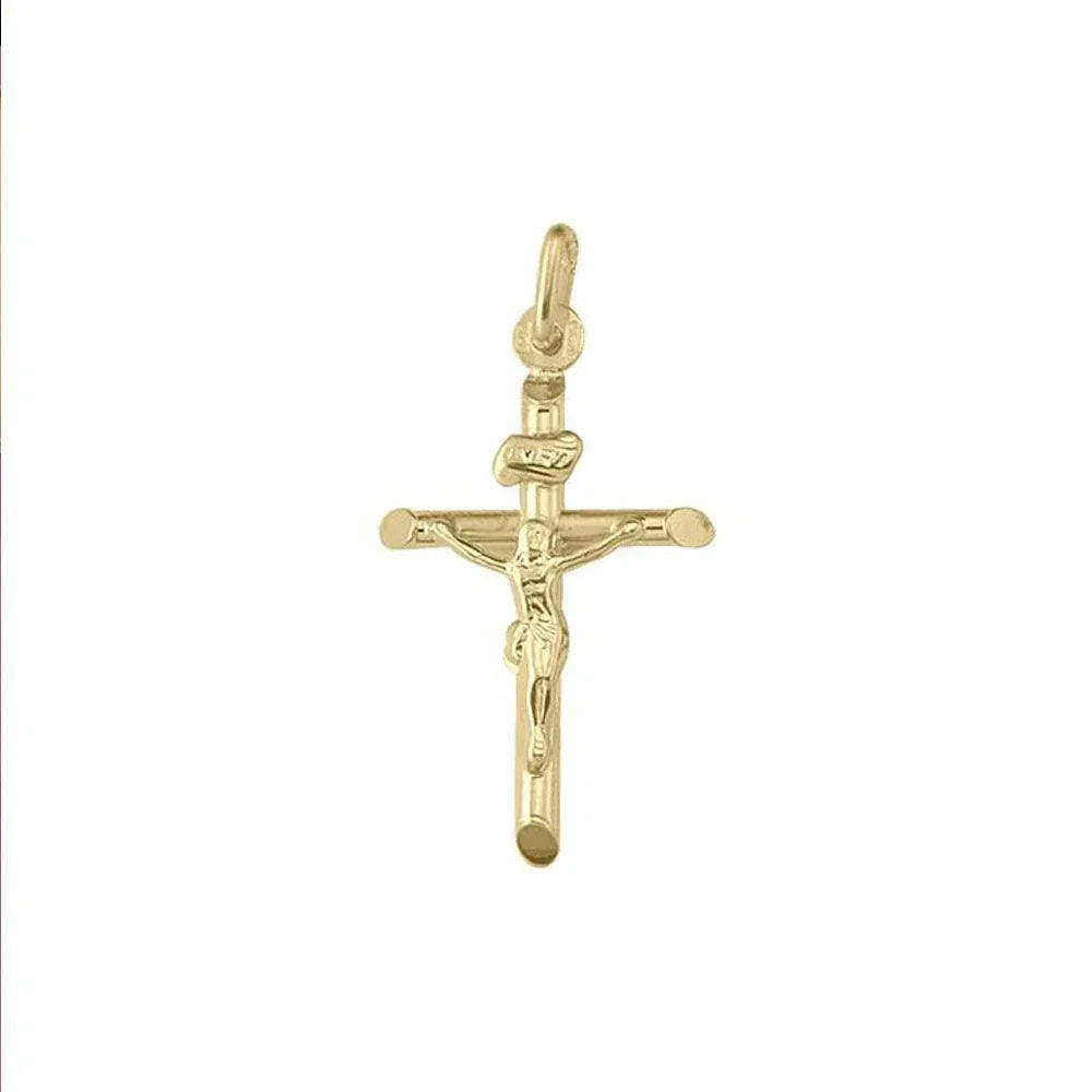 10K, 14K, 18K Yellow Gold Religious Italian Cross with Crucifix