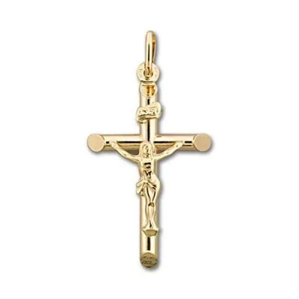 10K, 14K, 18K Yellow Gold Religious Italian Cross With Crucifix