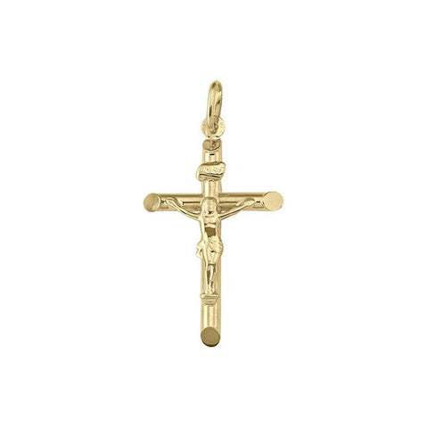 10k, 14k, 18k Yellow Gold Religious Italian Cross With Crucifix