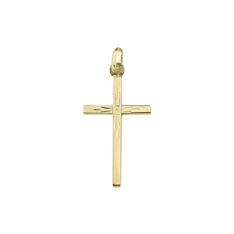 10, 14, 18 Karat Yellow Gold Flat Italian Modern Cross Pendant