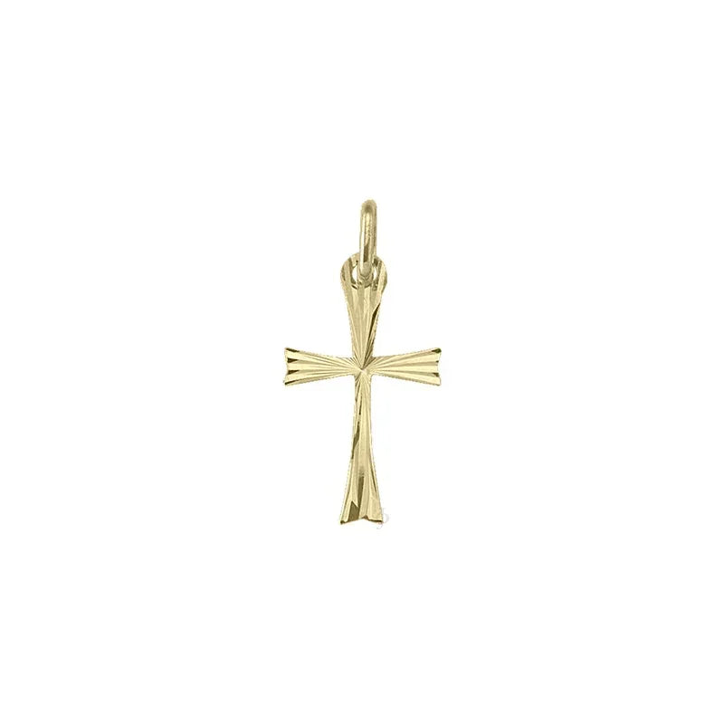 14, 18 Karat Yellow Gold Flat Religious Classic Italian Cross Pendant