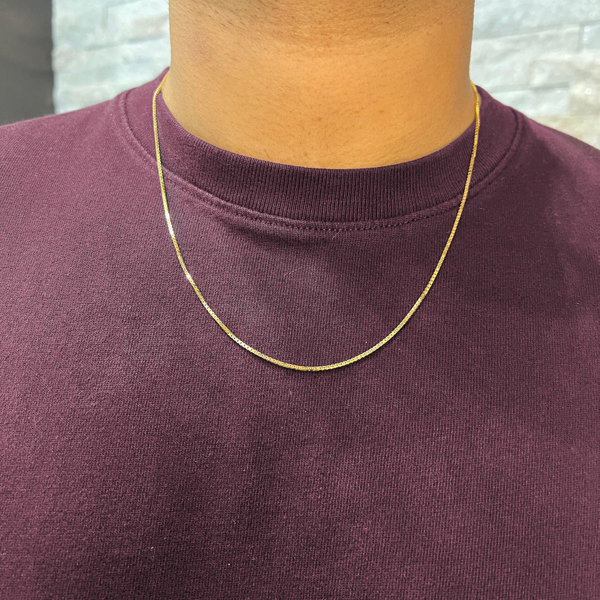 10K, 14K, 18K Yellow Gold Solid Box Link 1.9 mm Italian Chain