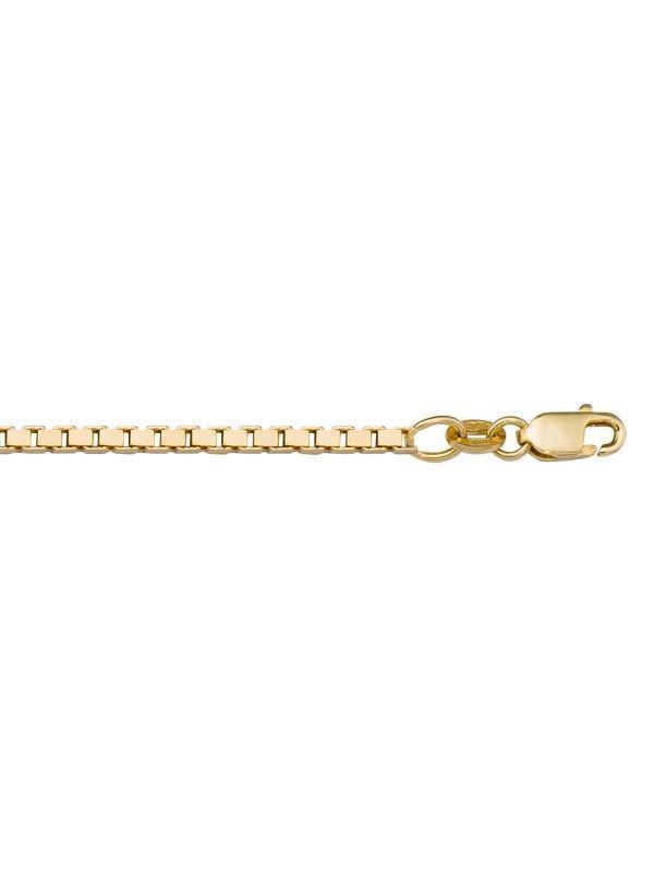 10K, 14K, 18K Yellow Gold Solid Box Link 1.9 mm Italian Chain