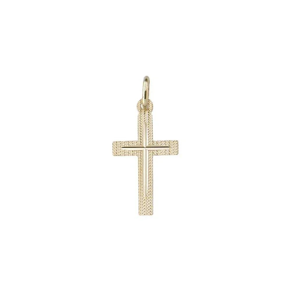 14 Karat Yellow Gold Religious Italian Cross in Cross Pendant