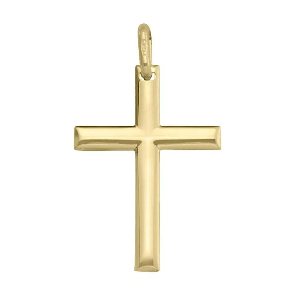 14, 18 Karat Yellow Gold Religious Classic Italian Cross