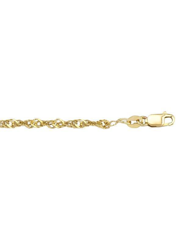 10K, 14K, 18K Yellow Gold 2.3 mm Singapore Italian Chain