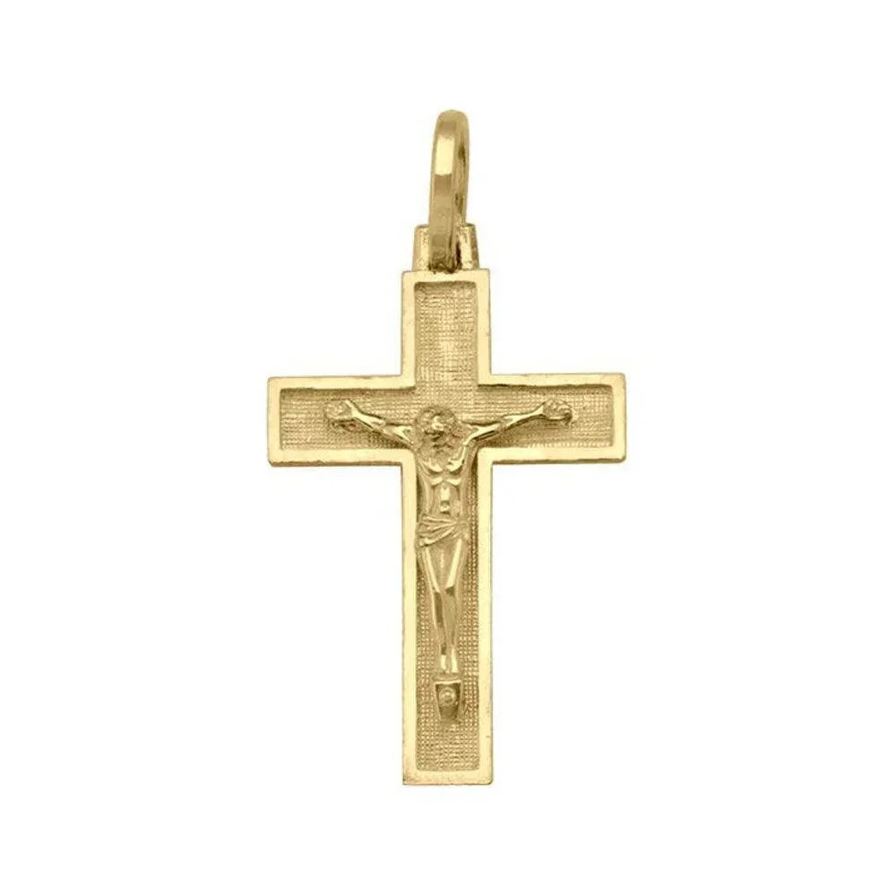 10K, 14K, 18K Yellow Gold Religious Italian Cross With Crucifix